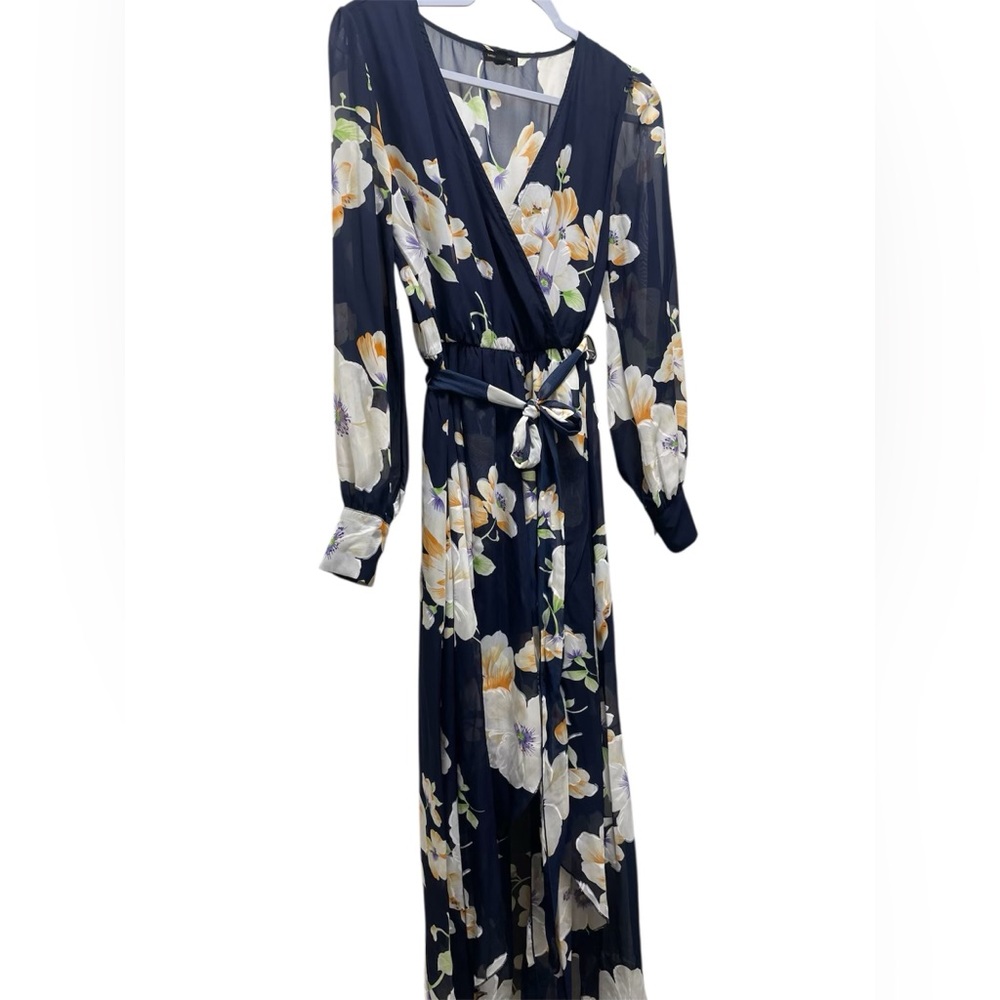Miss Avenue Blue and Cream Long Sleeve Sundress